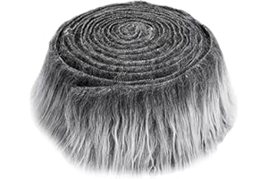 CAIKAILIOR Kunstfell Zum Basteln,5x150cm Fell Zum Basteln,Stoff Flauschiges,Furry Faux Precut Strips,Kunstleder PlüSch Band Kunstpelz Fellstoff,für Zwergenbart Weihnachtsmannhaar Basteldekoration (Dunkelgrau)