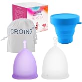 CROING 2 Pieces Menstrual Cup (Purple S and White L)