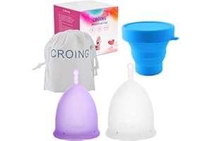 CROING 2 Piezas Copa Menstrual (Morado S y Blanco L)