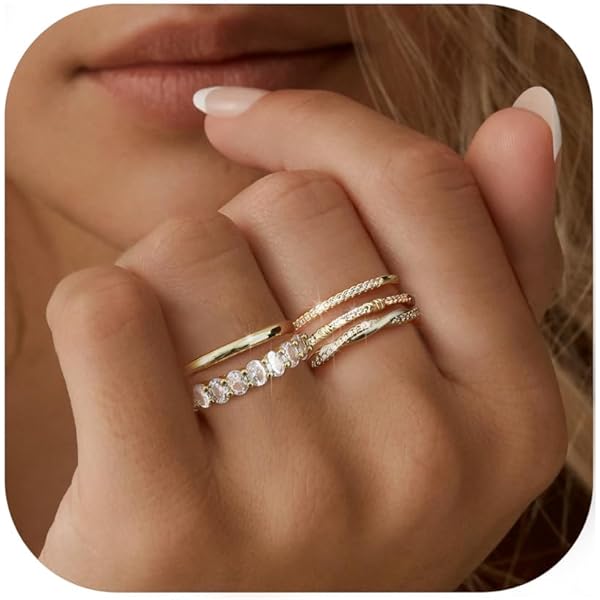 Fossil Damesring Harlow Interlocking Links - Goud Roestvrij Staal JF048067107
