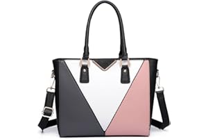 Miss Lulu Handtasche Damen Mittelgroß, Taschen PU Leder, Handtaschen Groß V-förmiges Design Synthetic Ledertasche Mit Abnehmbarem Schultergurt für Büro Schule Einkauf Reise Geschenk