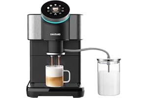 Cecotec Cafetière tactile super-automatique Cremmaet Spin. Expresso, 1450W, 15 bars, écran TFT, Thermoblock, nettoyage auto, réservoir 290g café, 1,5L d'eau, 600ml lait.