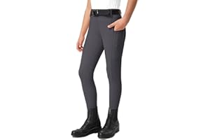 FitsT4 Sports Reithose Kinder Mädchen Reitleggings Reiterhosen Silikon Vollbesatz Reiten Hosen Sommer mit 2 Seitlichen Taschen und Gürtelschlaufen