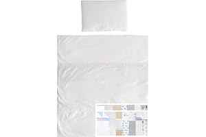 Vizaro - Edredón Med. 70x80cm + Almohada para Minicuna 50x80cm o Cuna de Colecho - 100% Algodón - Hecho UE - Bordado Blanco