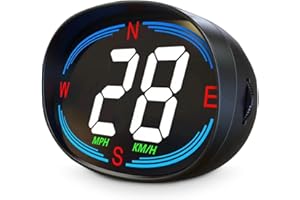 AMROOLOO - Pantalla HUD Head Up Display MPH KM/H, velocímetro digital GPS con LED grande, pantalla de fuente para coche, camión, SUV, motocicleta (con adaptador de carga USB, MPH KM/H)