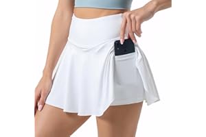 Neteson Faldas de Tenis para Mujer Falda Deportiva Plisada 2 en 1 Mini Faldas Pantalón Skorts de Golf con Pantalones Cortos Bolsillo para Correr Yoga Fitness Ciclismo Ejercicio Casual