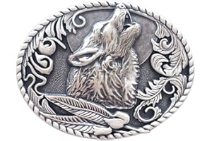 JEAN'S FRIEND New Vintage Silver Plated Western Shout Wolf Oval Belt Buckle Gürtelschnallen