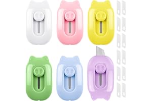 REJOECE 6 Pièces Mini Ouvre Lettre, Couteau de Papeterie, Mini Couteau Utilitaire Rétractable, Mini Cutter, Couteaux à Tapis, Box Cutter pour la Papeterie, Express Box, Papier, Papier Découpe, Carton