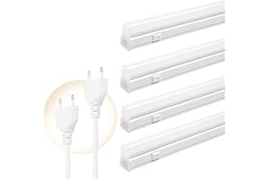 Qsmile LED Lichtleiste 115 cm, 4er-set 18W T5 2200lm 4000K Unterbauleuchte küche LED, Super Hell Erweiterbar Led beleuchtung Mit Schalter Mit Europastecker Unterschrankleuchten Garagenleuchten