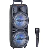 Teknoloji Gelsin Bluetooth Parti Hoparl&ouml;r&uuml;, 8 İn&ccedil; &Ccedil;ift Monit&ouml;r Hoparl&ouml;r, LED Işıklı, Mikrofonlu, 60cm, Aux/FM/USB Bağlantılı,