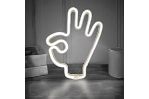 YATOSEEN OK Gesture Luces de Neón, USB o 3 Pilas AA, Señales Luminosas, Luz LED, Decoración de Pared para Dormitorio, Habitación, Decoración de Pared, Bar, Fiesta, Navidad, Cumpleaños