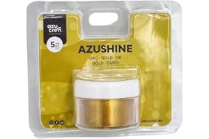 Azucren, Paillette Alimentaire, Paillette Alimentaire cocktail, Poudre Pailletée Comestible, Idéale pour la Décoration de Gâteaux, de Fondants, de Crème au Beurre, 5 Grammes. AZUSHINE (Doré)