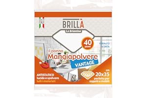 BRIANCASA La Briantina Panni Mangiapolvere Vantage - 40 Panni Elettrostatici Usa e Getta, 20x35 cm, Morbidi per Superfici Delicate, Poliestere e Viscosa