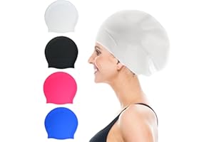 OKTAYOCUM Swimming Cap for Long Hair, Extra Large Swimming Cap for Women Waterproof Silicone Swimming Hat for Long Hair, Weaves, Braids, Afro, Adult Swimming Hat Swim Cap
