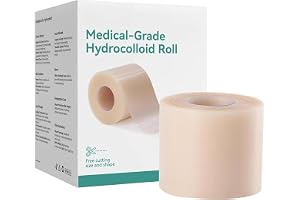 Hydrocolloid Roll for Wound Care - 5cmx5m - 0.3mm Thickness, Cut-to-Size, Extra Large Hydrocolloid Patch Bandages with Self-A