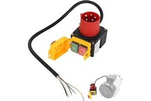Maskinbrytare nödbrytare 400 V 3 faser med omstartsskydd och 80 cm kabel säkerhetsbrytare noll spänningsbrytare nödstopp bryt