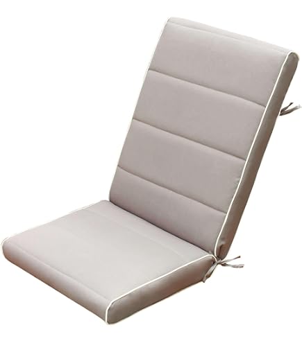 Cuscini Per Sedia Impermeabili Beige - 43x47x5 Cm - Con Lacci Antiscivolo - Per Interni/esterni - Imbottitura In Fibra FR - 3
