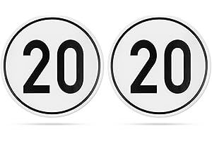 ‎YOUR DAY MATE Aufkleber Set Geschwindigkeit mit 20 KM/H, 2 Stück, Ø 20 cm, selbstklebende Folie, außenklebend, Tempo Klebesticker für Anhänger, LKW, Bus, Landmaschine, Wohnwagen, Geschwindigkeitsaufkleber KFZ Set