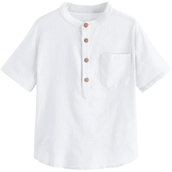 Chemise Cubaine Manches Longues Pour Garçons – 100% Coton, Légère, Décontractée, Tailles 5-14 Ans