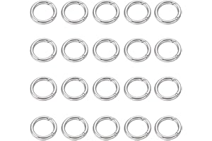 SRCASY 20 Stück Runder Karabinerhaken, Karabiner Rund Klein, Schnapphaken Rund, Haken Ring Snap, Haken Silber Karabinerhaken Rund, für Schlüsselanhänger Handtasche Schultergurt