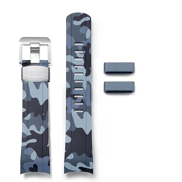 Kautschuk Taucher Uhrenarmband Modell Diver-Z22 Blau 22 Mm, Komp. Sei