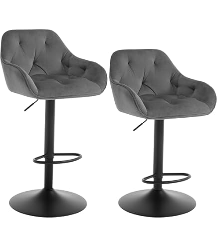 CLP 2er Set Barhocker Limon - Höhenverstellbar Mit Stoffbezug Dunkelgrau