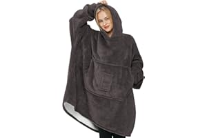 HUAYOUTE Hoodie Decke Blanket Hoodie oversized Sweatshirt hoodie, Extra Weich, Warm, Bequem, Übergroße Sweatshirt Decke für Erwachsene, Männer, Frauen, Einheitsgröße Kapuzendecke mit Ärmeln und Tasche