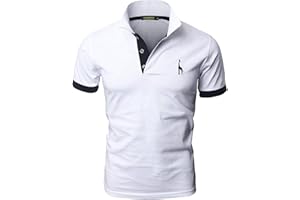 GNRSPTY Mens Short Sleeve Polo Shirts Classic Giraffe Embroidery Golf Tennis T-Shirt