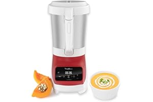 Moulinex Blender mixeur, Soupe maker, 1100 W, Bol 2 L, Lames inox, 3 programmes automatiques, Mode manuel, Mixage parfait, Soupes, Smoothies, Fabriqué en France, Soup&Plus LM924500