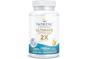 Nordic Naturals, Ultimate Omega 2X, 2150mg d'Oméga-3, Huile de Poisson avec EPA et DHA, 60 Capsules molles, Goût Citron, Testé en Laboratoire, Sans Soja, Sans Gluten, Sans OGM