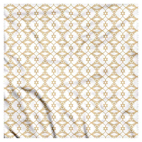Hshbgiu Ivory Bandana, Interlacing Six-Pointed Stars, Unisex Head and Neck Tie