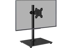 BONTEC Monitorstativ för 13–32 tum skärm upp till 10 kg, höjdjusterbart skärmstativ med härdat glasbas, VESA 75x75/100x100 mm