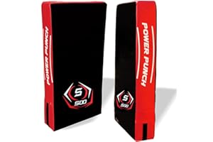 SOO Large Kick Shield Curved & Straight Pad | Shock Absorbing Gel Foam Shield For Martial Arts Training, UFC, MMA, Kickboxing and Karate | Heavy Duty PU Outer Cover