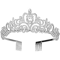 Lilbitty 1 stuk zilveren strass-kroon voor dames, prinses tiara diadeem, elegante kroon voor bruiloft, verjaardag, quinceañera, feest en Halloween haaraccessoires (Roségoud Lilbitty 1 stuk zilveren strass-kroon voor dames, prinses tiara diadeem, elegante kroon voor bruiloft, verjaardag, quinceañera, feest en Halloween haaraccessoires (Roségoud
