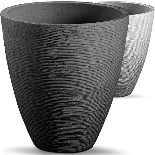 Pflanzkübel Übertopf Balkonkasten Pflanzkasten Blumenkasten rund Rillentopf 42cm Anthrazit