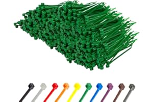 Gocableties Small Green Cable Ties, 100mm x 2.5mm, Bulk Pack of 1000, 4” Premium Nylon Zip Ties, Plastic Tie Wraps, Secure Self-Locking Mechanism, for Home, Garden, Office and DIY