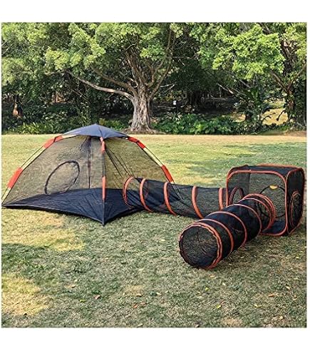 OYX 6-in-1 Katzengehege Outdoor & Indoor – Faltbares Zelt Mit Tunnel Für Katzen, Kaninchen & Kleintiere