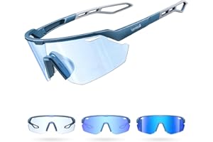 Lamicall Photochromic Sports Sunglasses for Men Women - UV400 Protection Cycling Glasses for Running Driving Hiking Ski with 28g Lightweight TR90 Frame, Adjustable Nose Pad & Bendable Temples