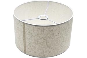 BANGMINDA Paralume Cilindro in Tessuto Lino Paralume Medio per Lampada da Tavolo Lampada Sospensione Piantana Lampada da Comodino 26 x 26 x 19 cm (Lino)