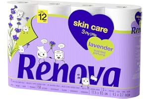 Renova Hygieniskt papper Skin Care Lavendel - 12 Premium 3-lagers doftande rullar