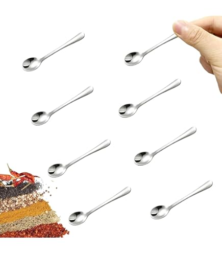 6 Cucchiaini Mini In Acciaio Inox - 7.5cm Per Spezie, Sale, Zucchero E Miele | Ideali Per Barattoli E Cucina - Foto 3