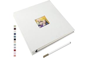 Yopih Album Photo Adhésif 40 Pages Couverture en Lin Scrapbook 33 X 32 cm Album DIY Surdimensionné Préservation Bébé Croissance Mariage Voyage Famille Cadeau