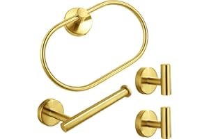 BETADISTOR Gold Hand Towel Holder Wall-Mounted - 3 Set Gold Towel Ring, Gold Toilet Roll Holder, Towel Hook 12-0412