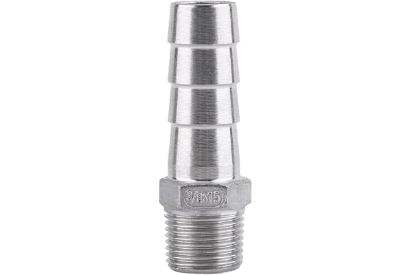 Raccord de tuyau à barbe filetage mâle BSP acier inoxydable SS304 (3/8"x15mm)