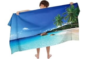 Ulticool – Asciugamano Tropical Spiaggia Palme – Bambino Ragazza Ragazzo – Asciugamano ad asciugatura rapida – 140 x 70 cm – per Viaggi Fitness Gym Sport Spa Yoga – Blu