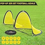 ROBUST UND LANGLEBIG】 Die mit Glasfaserstäben und strapazierfähigen Tornetzen ausgestatteten Tore sind langlebig und halten sogar stürmischem Wetter stand. Die zur Befestigung mitgelieferten Erdnägel sind aus Stahl und sorgen für die nötige Stabilität. So können diese Tore auch den härtesten Schüssen standhalten.