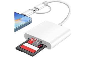 OBLLEMN 2 in 1 SD Kartenleser für Phone16/15/14, SD Card Reader for Phone SD Karten Adapter für Phone Dual Kartensteckplatz Speicherkartenleser Kamera-Kartenleser-Adapter Micro SD Kartenleser-Plug and Play