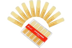 Sovvid Lot de 10 anches professionnels pour saxophone alto, boîte en plastique, résistance 2.0, marquage laser, pointe fine, jeu facile