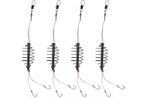 4PCS Fishing Spring Carp Feeder, Fishing Hook Rig #6, Coarse Bait Fishing Tackle