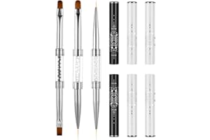 Lusofie 3 sztuki pędzli do paznokci żelowych, akrylowych pędzli do paznokci, do lakierów UV, dwustronny pędzel żelowy do paznokci, zestaw pędzli do paznokci, francuska końcówka, do stylizacji